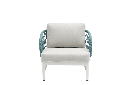 Butaca 1 plaza Isabela aluminio blanco textil beige y cuerda aqua