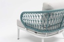Butaca 1 plaza Isabela aluminio blanco textil beige y cuerda aqua