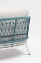 Butaca 1 plaza Isabela aluminio blanco textil beige y cuerda aqua