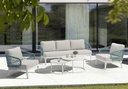 Butaca 1 plaza Isabela aluminio blanco textil beige y cuerda aqua