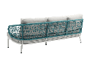 Sofa 3 plazas Isabela aluminio blanco textil beige y cuerda aqua