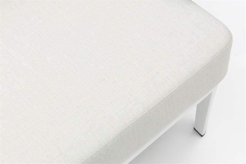 Sofa 3 plazas Isabela aluminio blanco textil beige y cuerda aqua