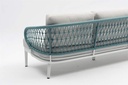Sofa 3 plazas Isabela aluminio blanco textil beige y cuerda aqua