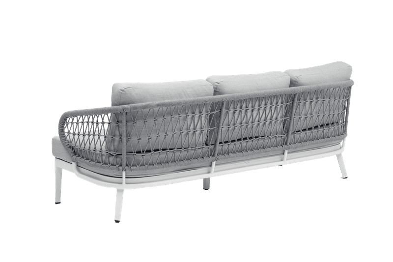 Sofa 3 plazas Isabela aluminio blanco textil gris claro
