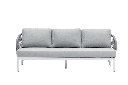 Sofa 3 plazas Isabela aluminio blanco textil gris claro