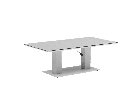 Mesa elevable Isabela 140x75x50/74  aluminio blanco con cristal ceramico gris claro