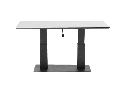 Mesa elevable Isabela 140x75x50/74  aluminio antracita con cristal ceramico gris claro.