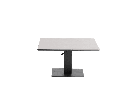 Mesa elevable Isabela 90x90x50/74  aluminio antracita con cristal ceramico gris claro.