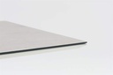 Mesa elevable Isabela 90x90x50/74  aluminio blanco con cristal ceramico gris claro.