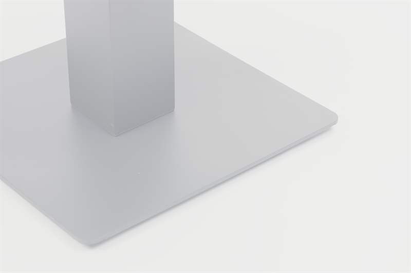 Mesa elevable Isabela 90x90x50/74  aluminio blanco con cristal ceramico gris claro.