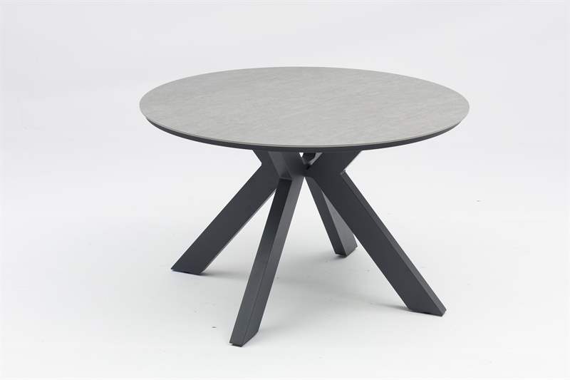 Mesa redonda Bais diam.120x75cm Aluminio antracita y top ceramico gris medio