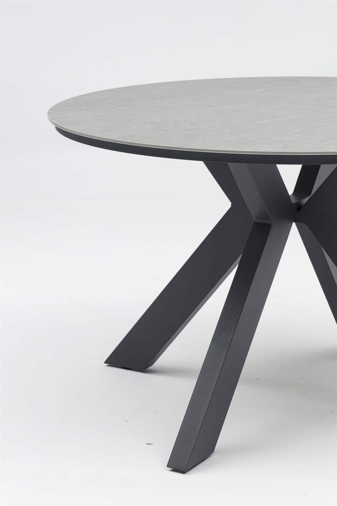 Mesa redonda Bais diam.120x75cm Aluminio antracita y top ceramico gris medio
