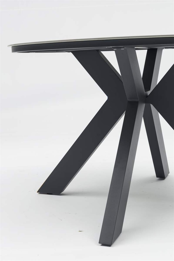 Mesa redonda Bais diam.120x75cm Aluminio antracita y top ceramico gris medio