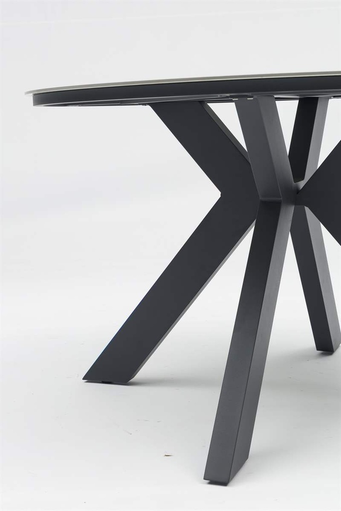 Mesa redonda Bais diam.120x75cm Aluminio antracita y top ceramico gris medio