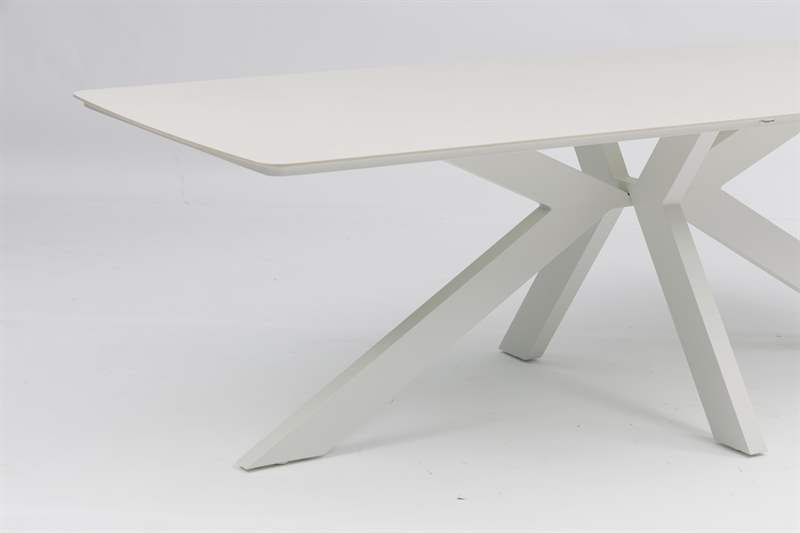 Mesa rectangular Bais 240x100cm Aluminio blanco y top ceramico Beige