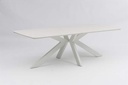 Mesa rectangular Bais 240x100cm Aluminio blanco y top ceramico Beige