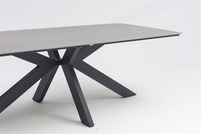 Mesa rectangular Bais 240x100cm Aluminio antracita y top ceramico gris medio.