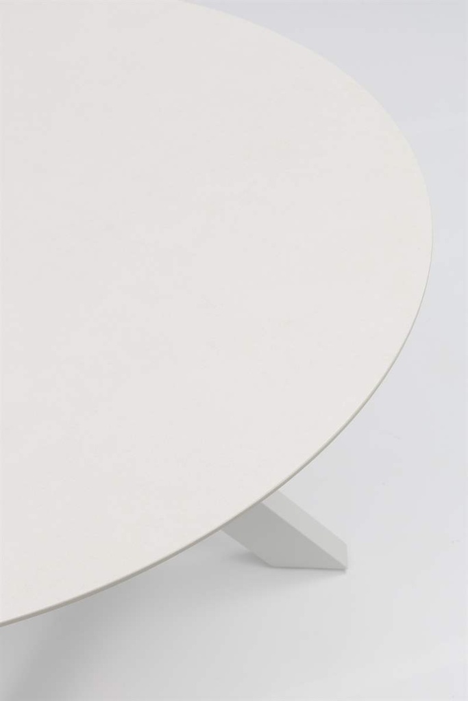 Mesa redonda Bais diam.120x75cm Aluminio blanco y top ceramico Beige