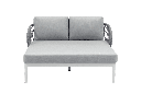Daybed Isabela aluminio blanco y textil gris claro.