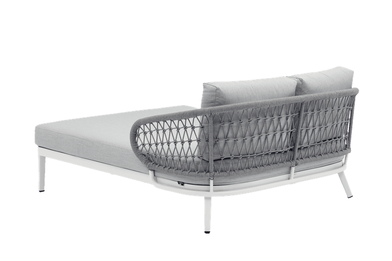 Daybed Isabela aluminio blanco y textil gris claro.