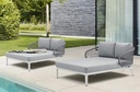Daybed Isabela aluminio blanco y textil gris claro.