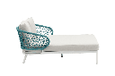 Daybed Isabela aluminio blanco y textil beige y cuerda aqua.