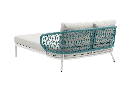 Daybed Isabela aluminio blanco y textil beige y cuerda aqua.