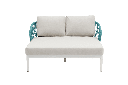 Daybed Isabela aluminio blanco y textil beige y cuerda aqua.