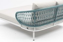 Daybed Isabela aluminio blanco y textil beige y cuerda aqua.
