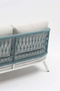 Daybed Isabela aluminio blanco y textil beige y cuerda aqua.