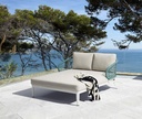 Daybed Isabela aluminio blanco y textil beige y cuerda aqua.