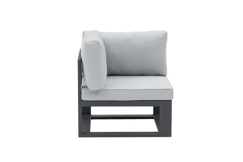 Modulo rincon Niland alu antracita y cojineria gris medio.