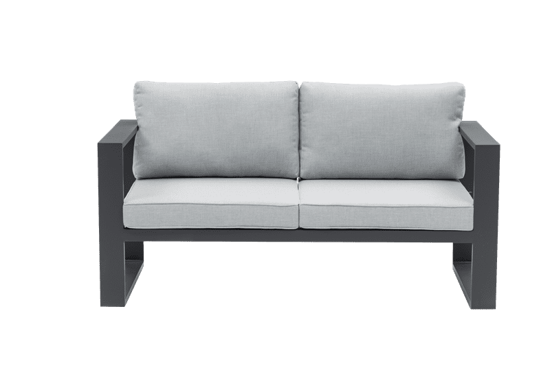 Sofa 2 plazas  Niland aluminio antracita y cojineria gris medio