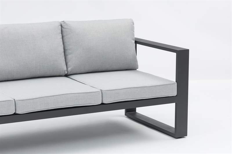 Sofa 3 plazas  Niland aluminio antracita y cojineria gris medio