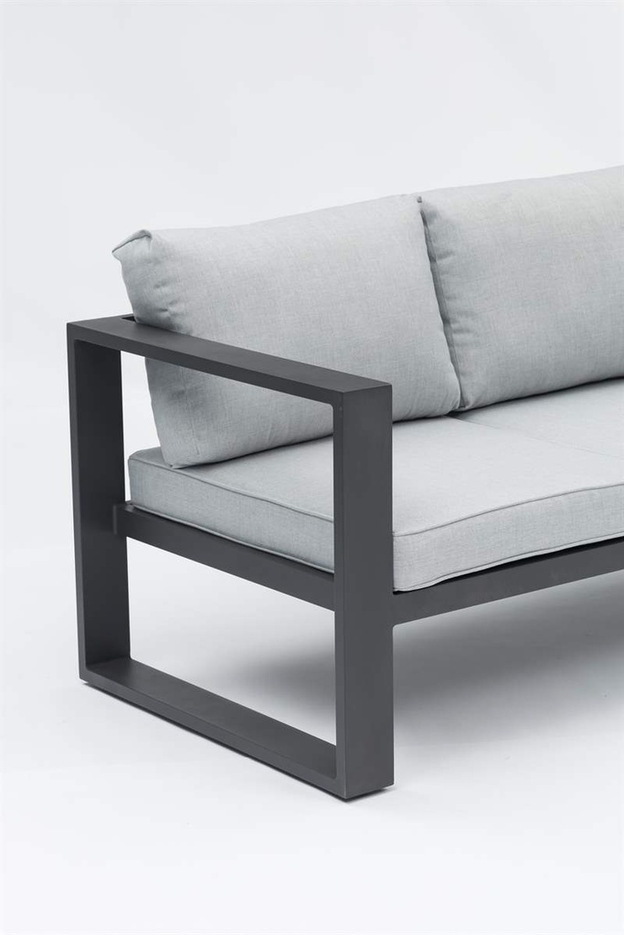 Sofa 3 plazas  Niland aluminio antracita y cojineria gris medio