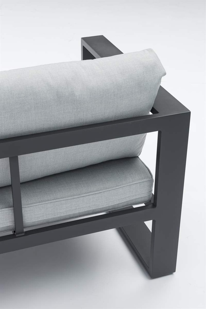 Sofa 3 plazas  Niland aluminio antracita y cojineria gris medio