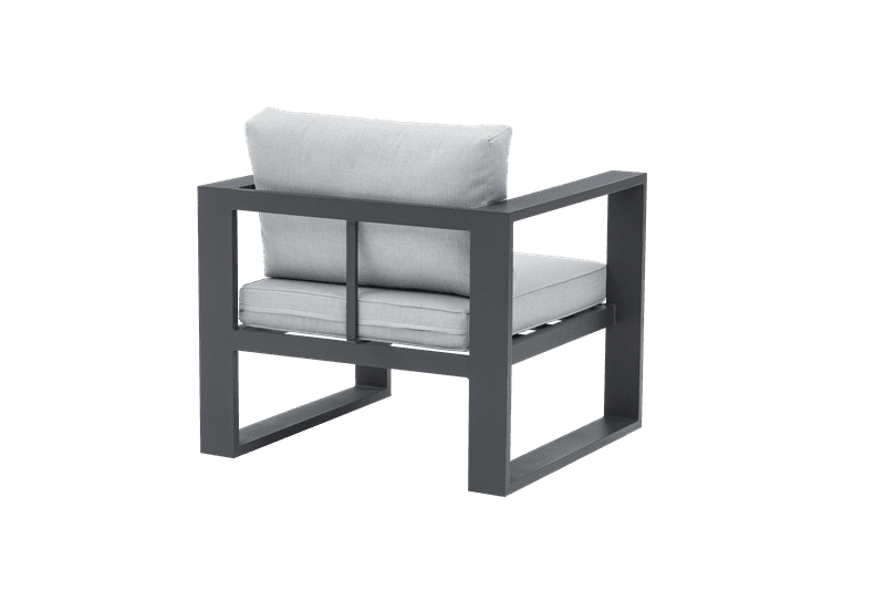 Sofa 1 plaza Niland aluminio antracita y cojineria gris medio