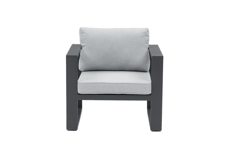 Sofa 1 plaza Niland aluminio antracita y cojineria gris medio