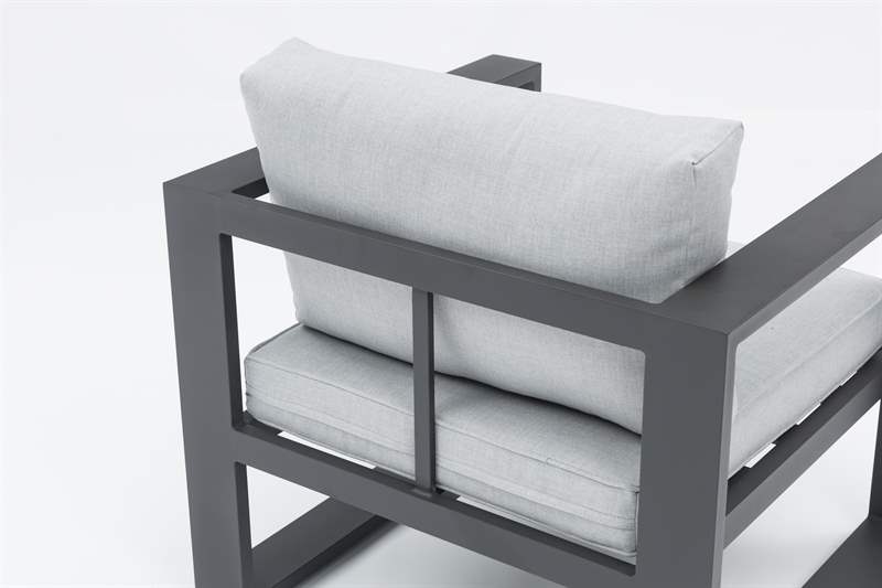 Sofa 1 plaza Niland aluminio antracita y cojineria gris medio