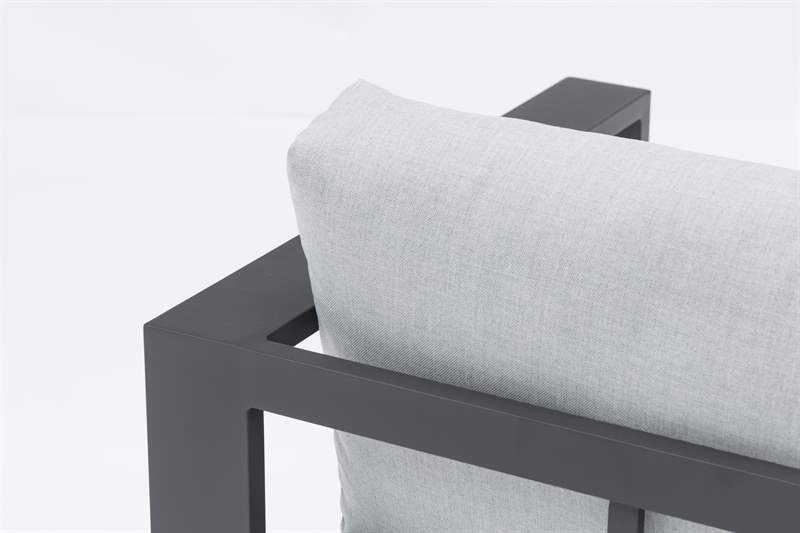 Sofa 1 plaza Niland aluminio antracita y cojineria gris medio