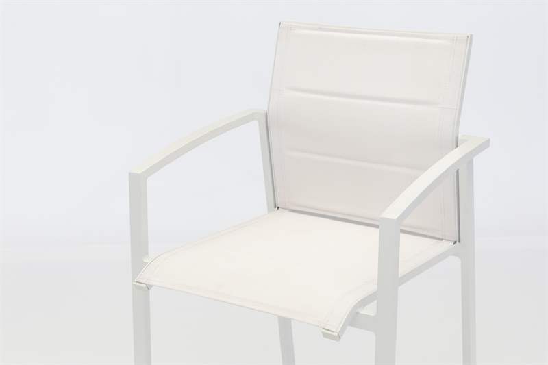 Sillon para barra de bar ORICK aluminio blanco y textil blanco