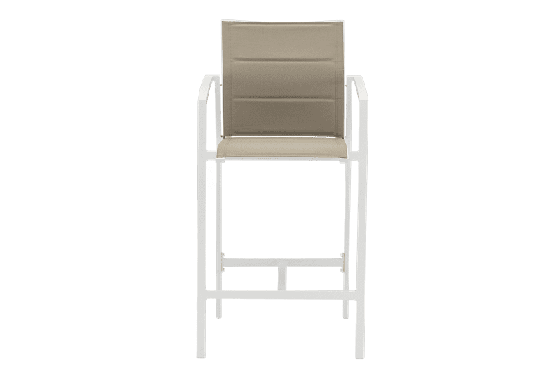 Sillon para barra de bar ORICK aluminio blanco y textil taupe