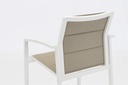 Sillon para barra de bar ORICK aluminio blanco y textil taupe