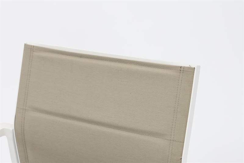 Sillon para barra de bar ORICK aluminio blanco y textil taupe