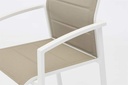 Sillon para barra de bar ORICK aluminio blanco y textil taupe