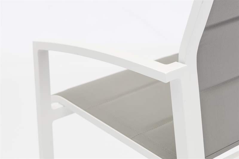 Sillon para barra de bar ORICK aluminio blanco y textilene gris