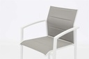 Sillon para barra de bar ORICK aluminio blanco y textilene gris