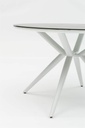 Mesa redonda Orick Diam.120cm Alu blanco cristal ceram. Gris claro.