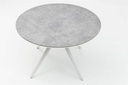 Mesa redonda Orick Diam.120cm Alu blanco cristal ceram. Gris claro.