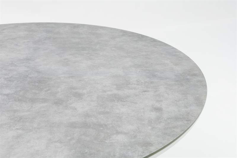 Mesa redonda Orick Diam.120cm Alu blanco cristal ceram. Gris claro.